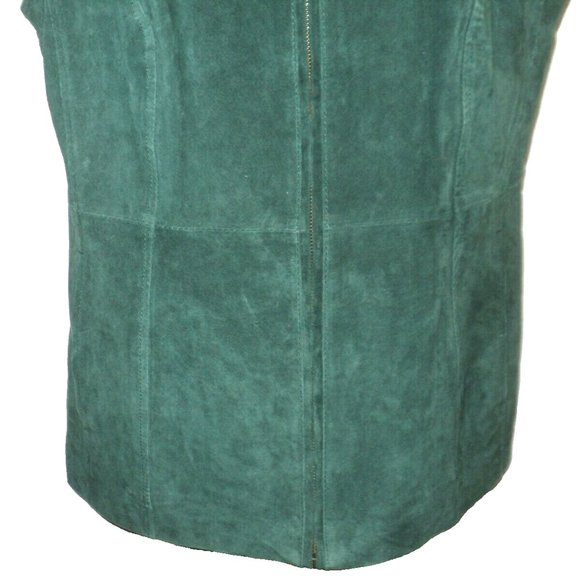 Dennis Basso Washable Suede Vest Women's Size S Hunter Green Zip Front Small NEW - Picture 3 of 7